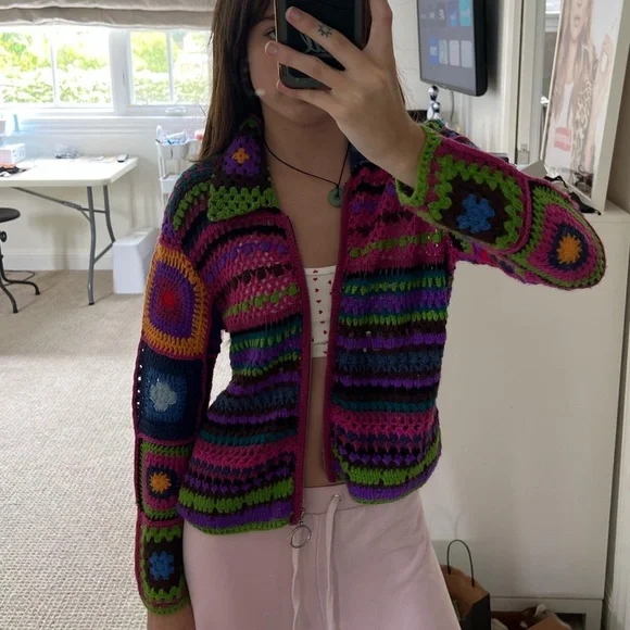 UNIF rainbow crochet melody sweater - Picture 4 of 7
